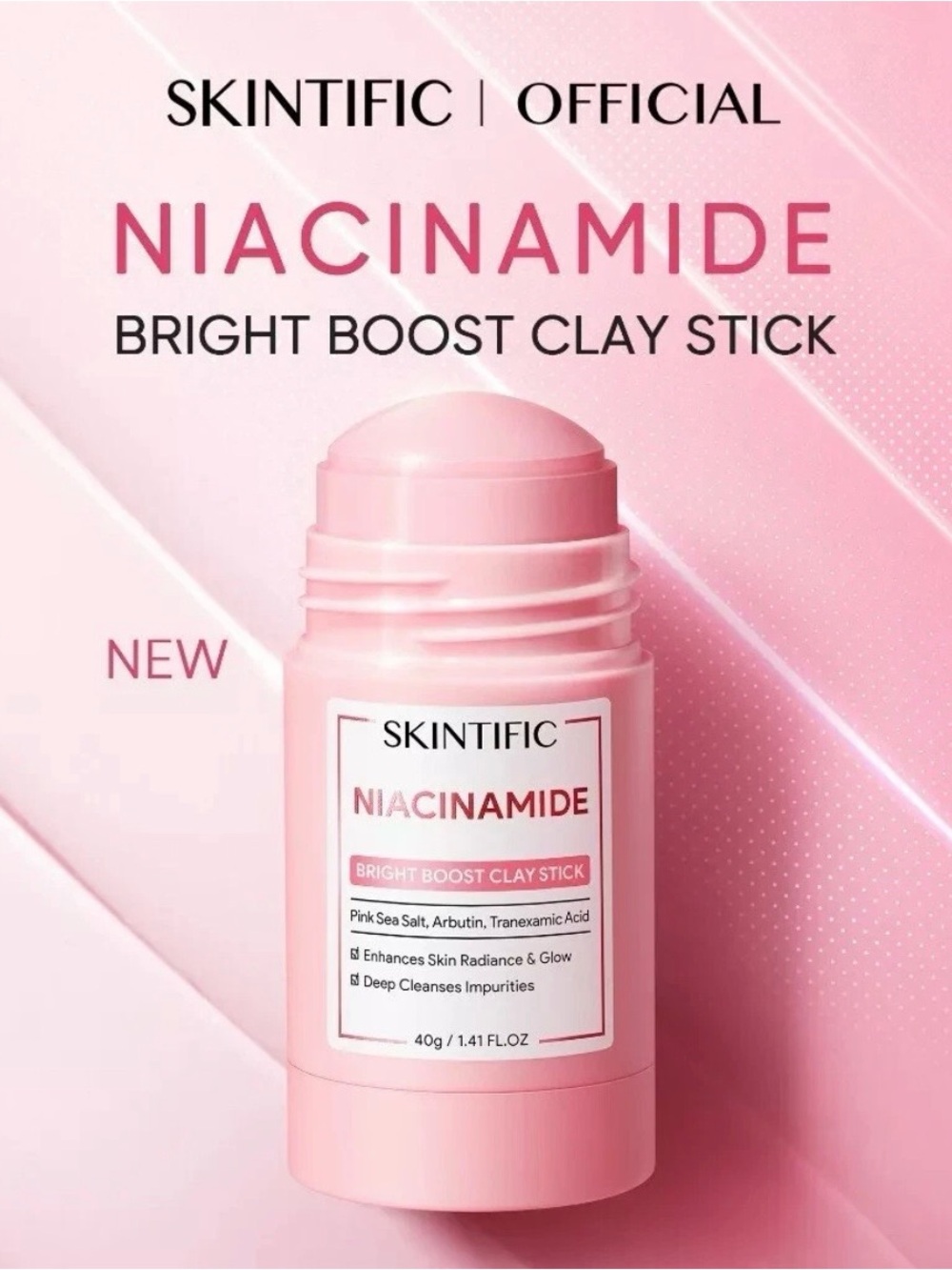 SKINTIFIC Niacinamide Bright Boost Clay Mask Stick ~ New in Box